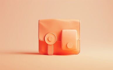 Aufkleber - Wallet with golden coins inside, orange cartoon leather.