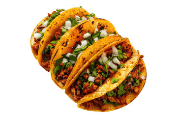 authentic AI pastor tacos isolated on transparent background