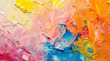 Fototapete - Abstract oil painting background with colorful brush strokes. Modern art work in the style of texture and palette knife canvas.


