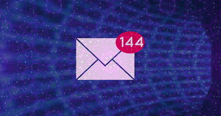 Aufkleber - Image of envelope email icon with numbers over purple tunnel of connections