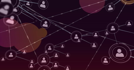 Poster - Image of network of connections with icons and spots of light