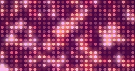 Poster - Image of grid of twinkling pink and orange circular lights