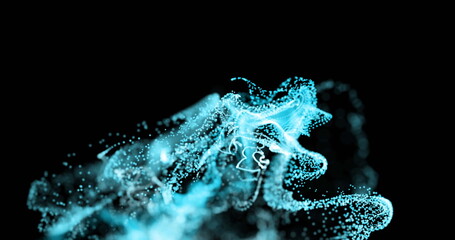 Aufkleber - Image of dots forming dynamic wave pattern against black background