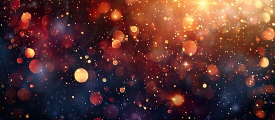 Poster - Festive background with warm bokeh lights on a dark backdrop, perfect for layering with any design. Ideal for the holidays, Christmas, and New Year. Horizontal copy space image.