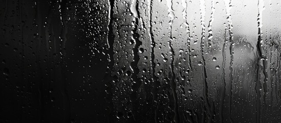 Poster - Black and white background of the condensation pattern on window glass with copy space image.