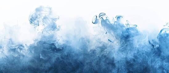 Poster - Blue smoke against a white backdrop with plenty of empty space for additional content like text or graphics, making it a versatile copy space image.