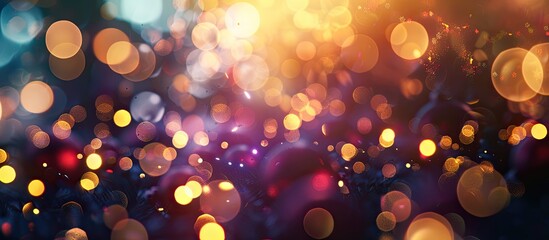 Poster - Blurred background for Christmas and New Year holidays with abstract bokeh lights and shadows, offering copy space image.