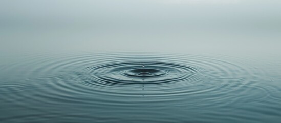 Poster - A water droplet creating ripples in serene water, with copy space image.