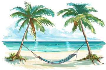 Wall Mural - Illustration of Tropical Beach
