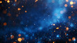 © Izzain - Abstract festive background with blue and orange bokeh lights creating a magical and dreamy atmosphere.