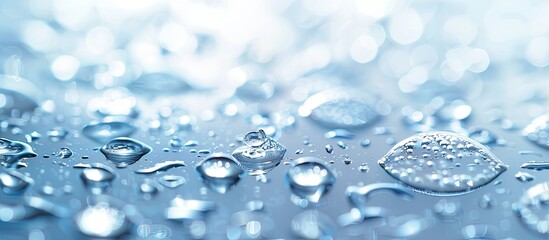 Poster - Clear water droplets glistening on a smooth surface with a copy space image.