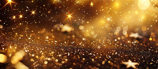 Poster - An elegant abstract background with twinkling lights, stars, and copy space image, perfect for a festive Christmas setting.