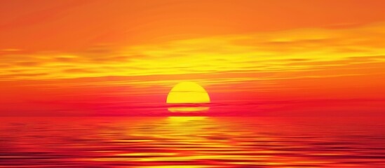 Wall Mural - A vibrant red and yellow sunset over the horizon with a copy space image.