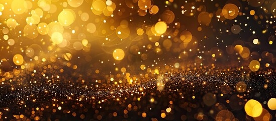 Wall Mural - Festive gold glitter background with bokeh lights for New Year celebrations, perfect for adding text or graphics in the copy space image.