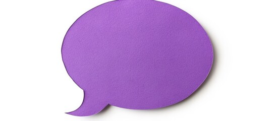 Wall Mural - a purple paper speech bubble with copy space image isolated on a white background, serving as a blan