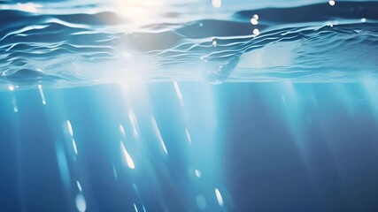 Poster - Abstract summer banner background featuring waves in sunlight on a crystal clear blue water surface