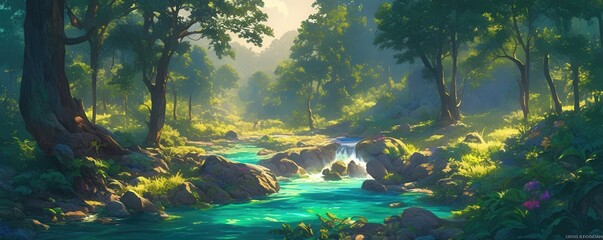 Canvas Print - Tranquil Forest Stream.