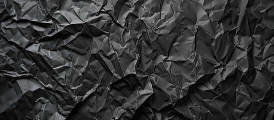 Poster - Black crumpled paper with copy space image.