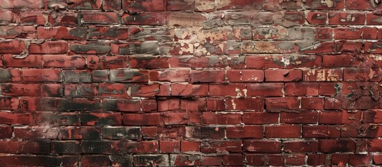 Poster - Vintage red brick wall with weathered stains, what a perfect background for your copy space image!