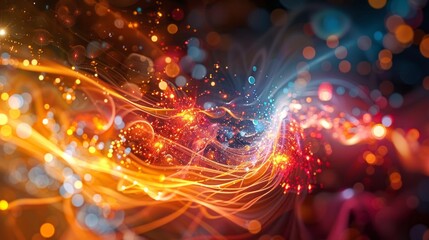 Poster - An abstract image depicting the concept of quantum entanglement with glowing energy streams intertwining and connecting