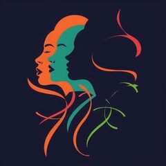 Wall Mural - Colorful silhouettes of a diverse and multicultural community. Illustration of a multi-ethnic group of people, portraits in simple colors
