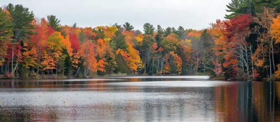 Sticker - Fall foliage with copy space image.