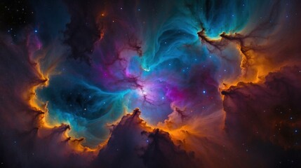 Wall Mural - A beautiful image of a nebula in space. AI.