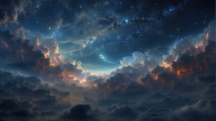 Wall Mural - a beautiful landscape of a starry night sky with clouds. ai.