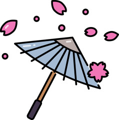 Sticker - Paper umbrella line icon