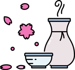 Sticker - Hot sake line icon