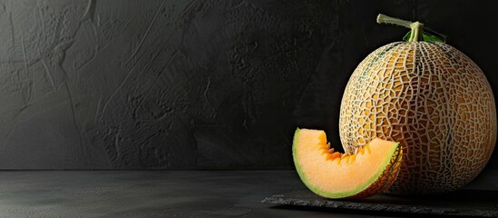 Poster - Sweet ripe melon displayed on a table with copy space image.