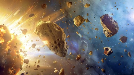 Poster - Asteroids hurtle through space, remnants of the violent collisions that shaped our solar system.