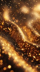 Wall Mural - Glittery Gold Background with Festive Bokeh, Luxurious and Sparkling