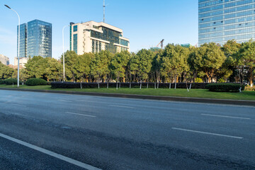 Wall Mural - Empty urban road and buildings in the city