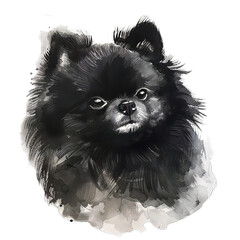 Sticker - Black Pomeranian Dog Isolated