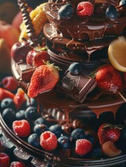 Poster - A chocolate cake with strawberries and blueberries on top