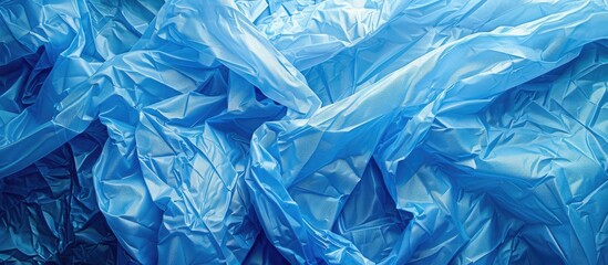 Canvas Print - Texture of a blue plastic bag suitable as a background with copy space image.