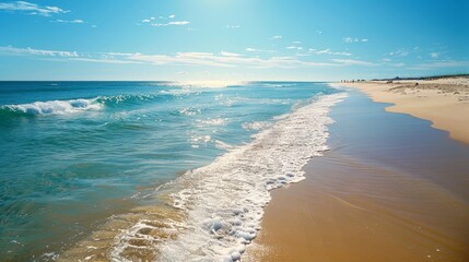 Poster - Beaches stretch for miles, inviting sunbathers to bask in the ocean's warm embrace.