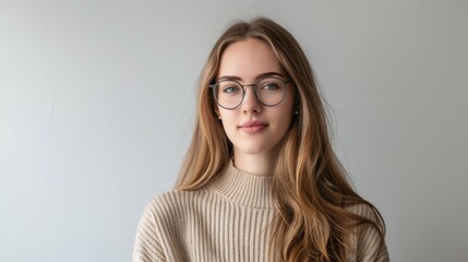 Wall Mural - The young woman with glasses