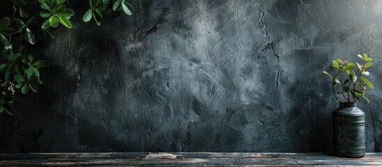 Wall Mural - Dark background and table with copy space image.