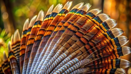 Sticker - Close up of a wild turkey tail feather, wildlife, bird, plumage, vibrant, colorful, nature, texture, pattern