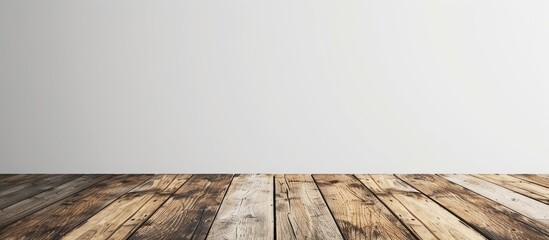 Poster - Table with wood texture against a white background with ample copy space image.