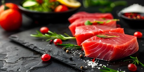 Fresh bluefin tuna is a rich source of folate iron and vitamin B12. Concept Healthy Eating, Nutrients, Seafood, Bluefin Tuna, Vitamin B12