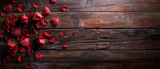 Poster - Valentine's day theme with copy space image on a wooden backdrop.
