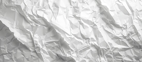 Wall Mural - Close-up image of a crumpled blank white paper texture with creases providing copy space image.