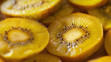 Wall Mural - The vibrant yellow kiwi slice