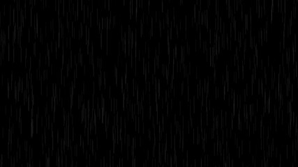 Sticker - rain wall falling or rain fall  black screen. Raindrops splashing background. heavy Rain seamlessly loop able  footage animation. summer season video.