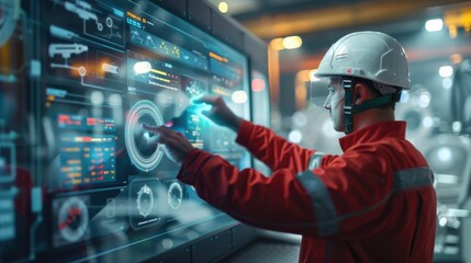 Wall Mural - The engineer in digital factory