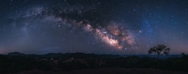 Milky way galaxy panorama with stars and space dust