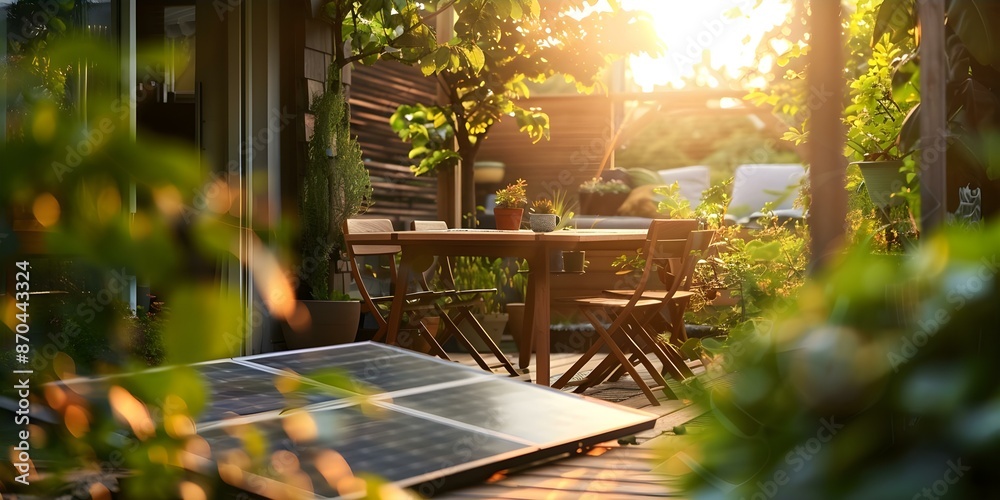 Solar panels installed on balcony facing east for maximum sun exposure. Concept Solar panels, Balcony installation, East-facing, Maximum sun exposure